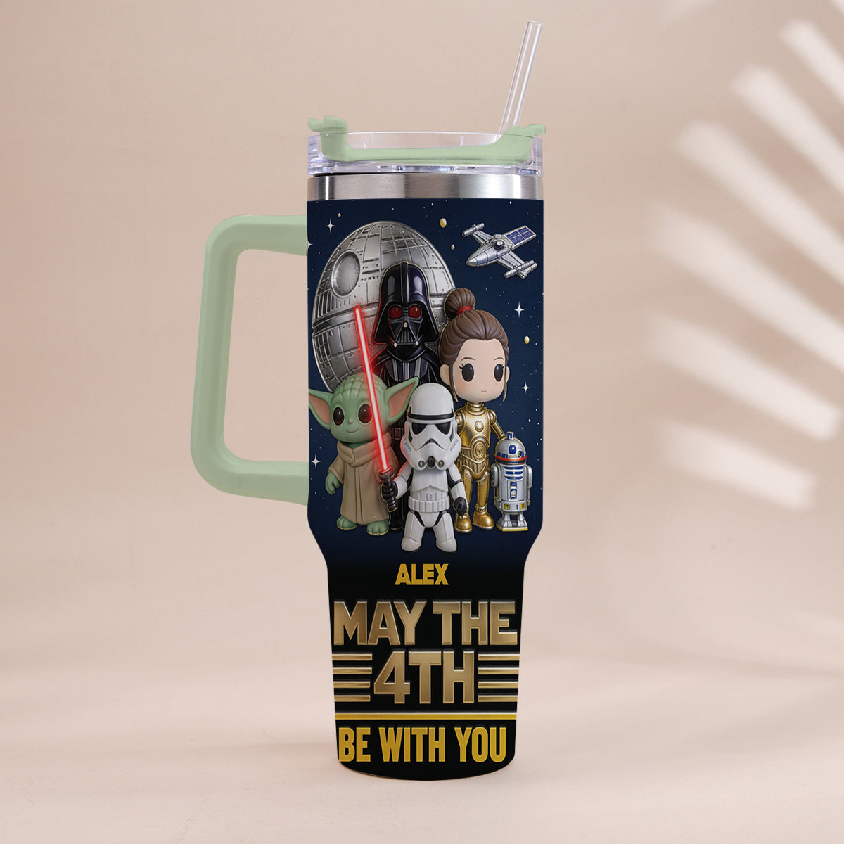 May The 4th Be With You - Personalized The Force Tumbler With Handle