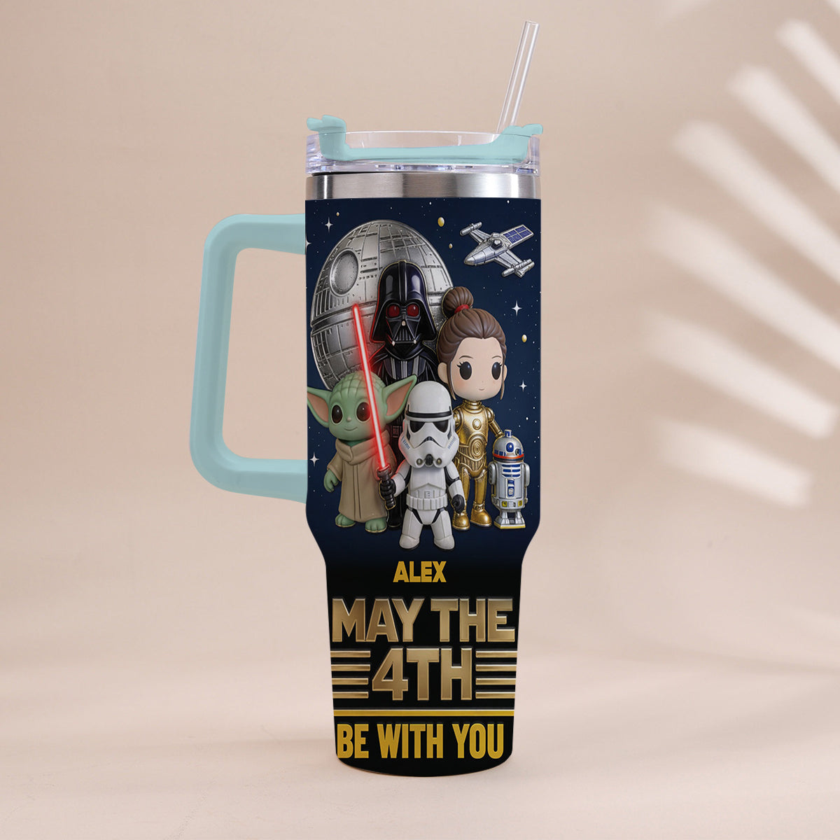 May The 4th Be With You - Personalized The Force Tumbler With Handle