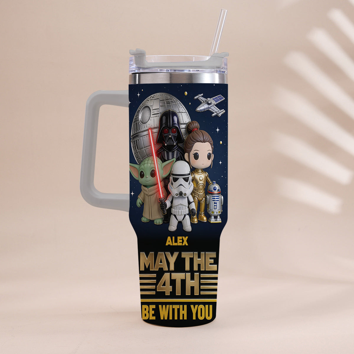May The 4th Be With You - Personalized The Force Tumbler With Handle