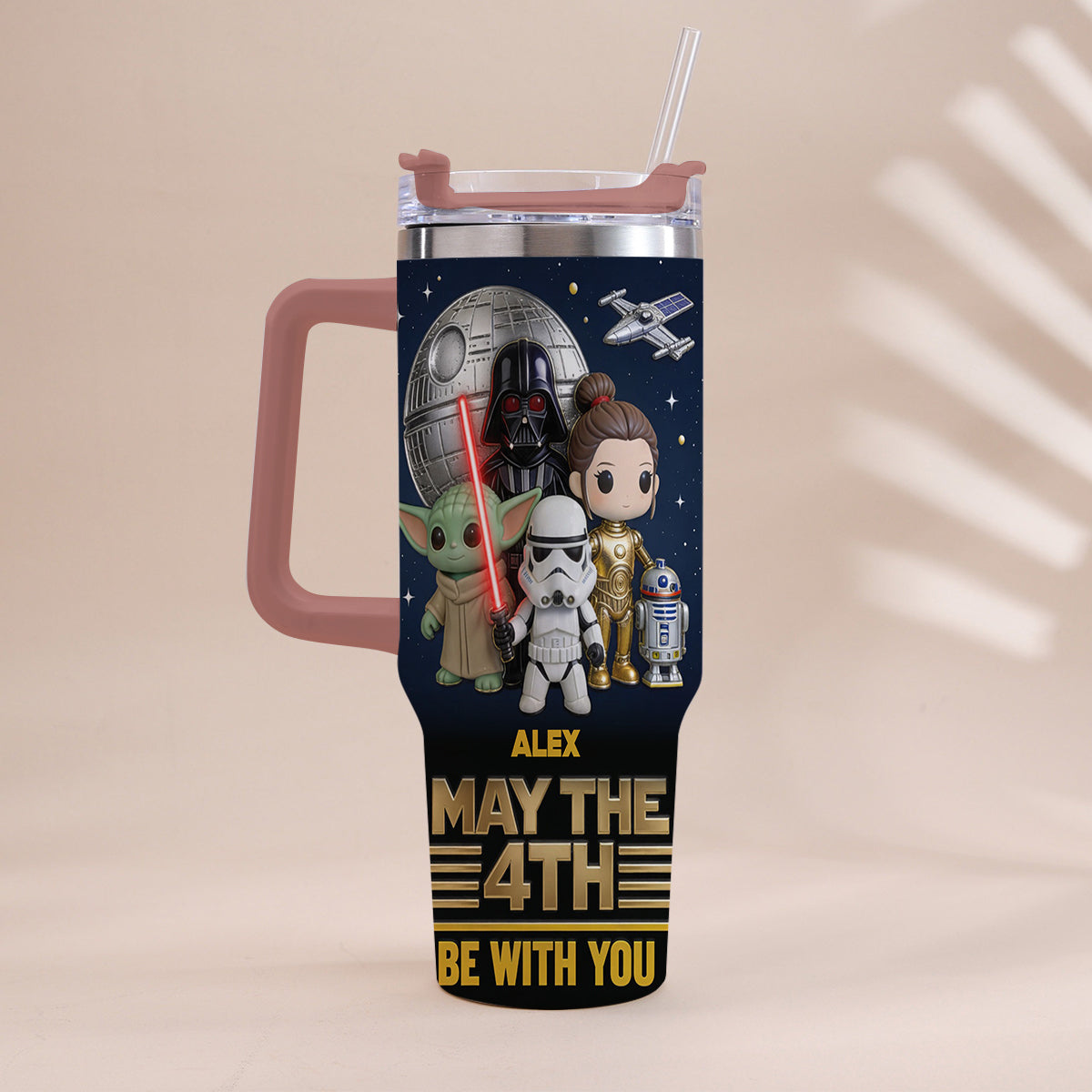 May The 4th Be With You - Personalized The Force Tumbler With Handle