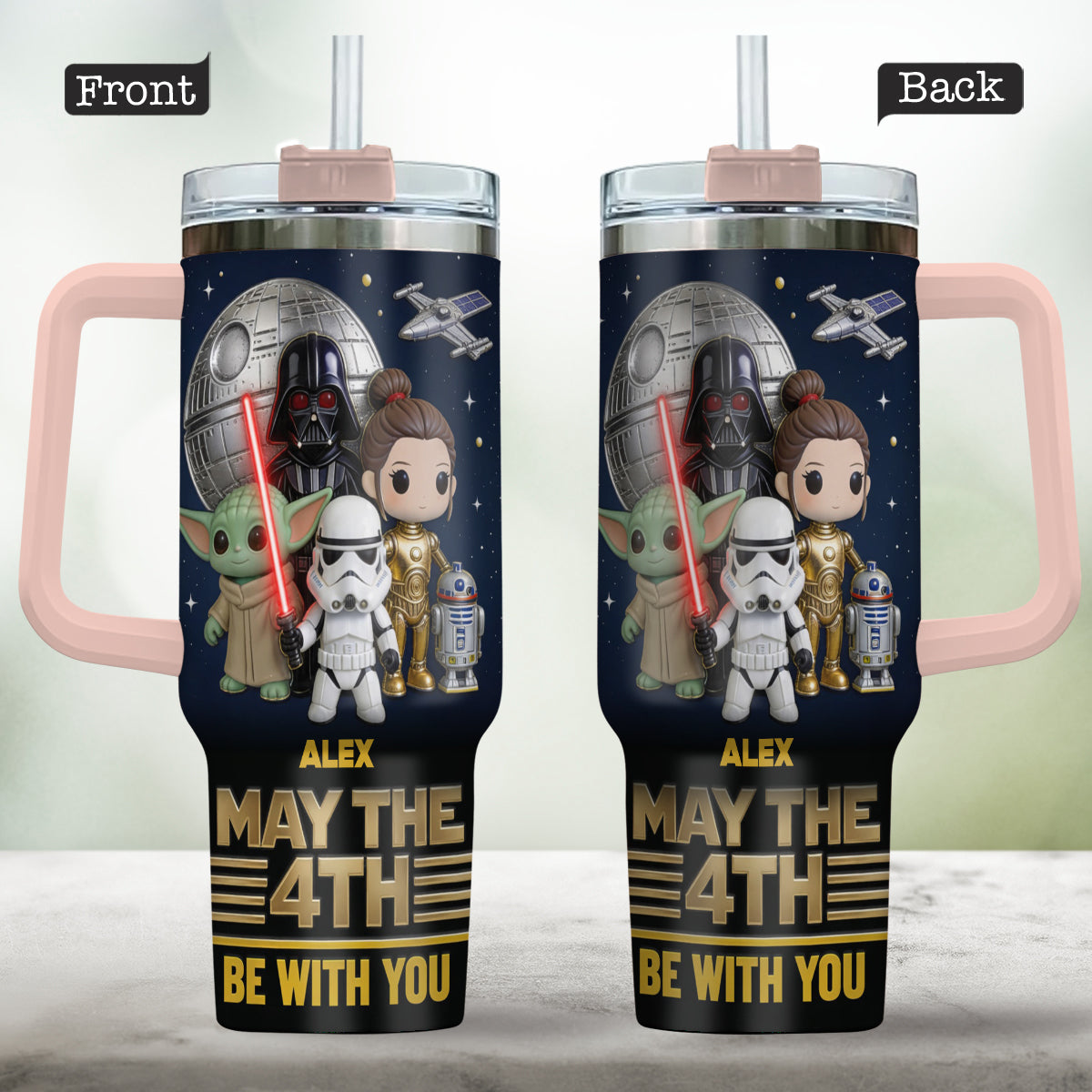 May The 4th Be With You - Personalized The Force Tumbler With Handle