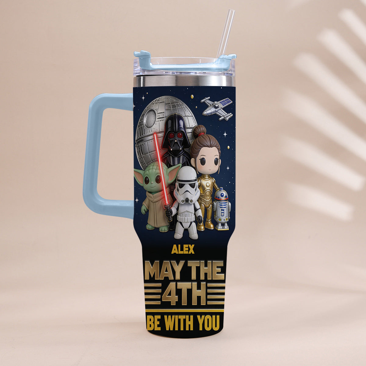 May The 4th Be With You - Personalized The Force Tumbler With Handle