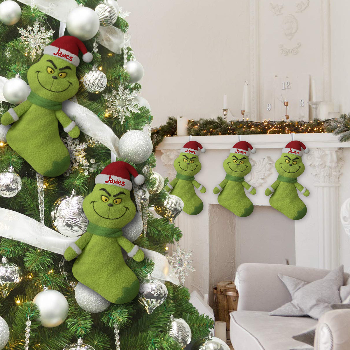 Merry Greenmas - Personalized Stole Christmas Shaped Christmas Stocking