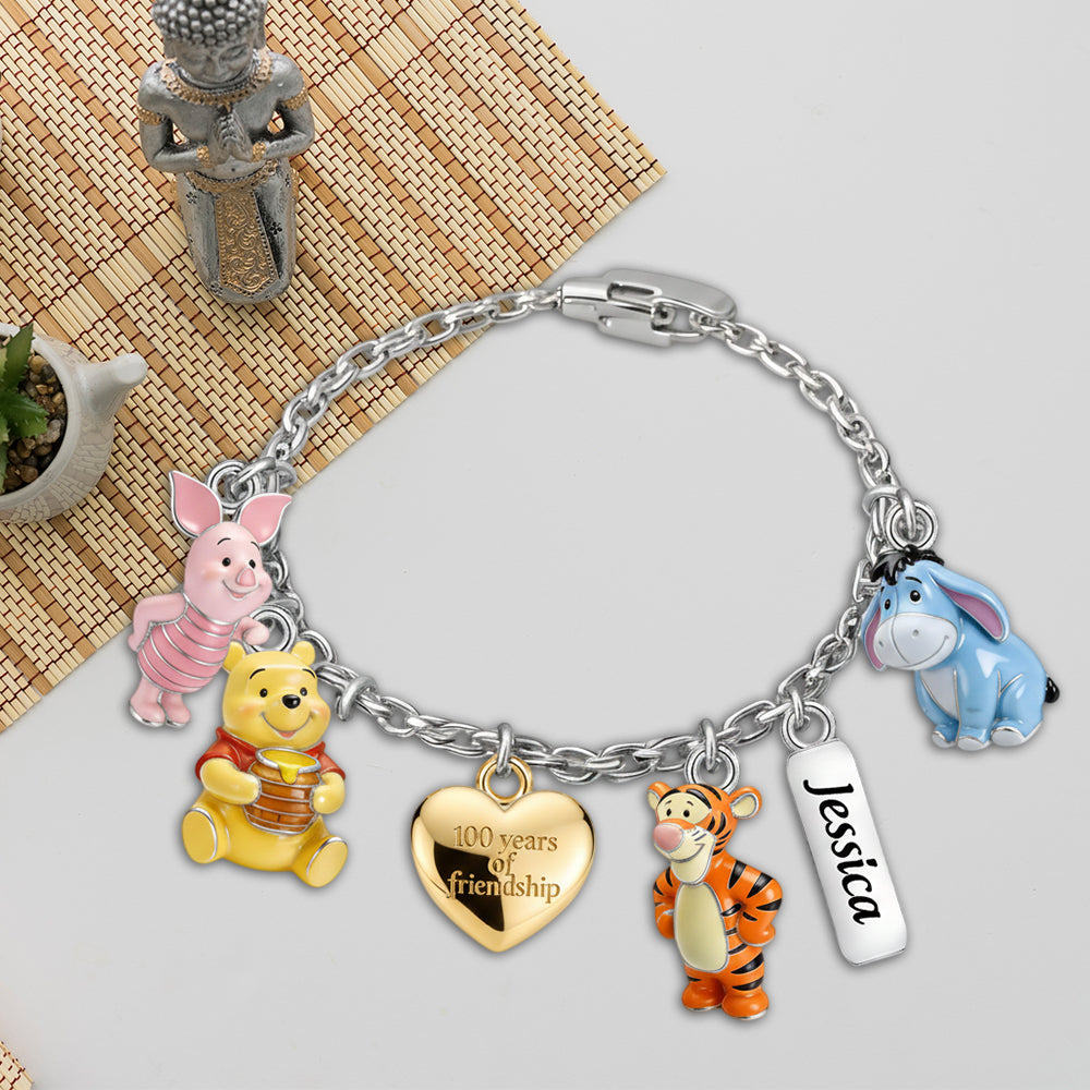 100 Years Of Friendship - Personalized Yellow Bear Bracelet With Charms