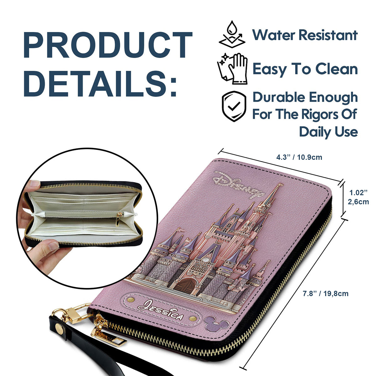 Magical Day Custom Name - Personalized Mouse Leather Long Wallet