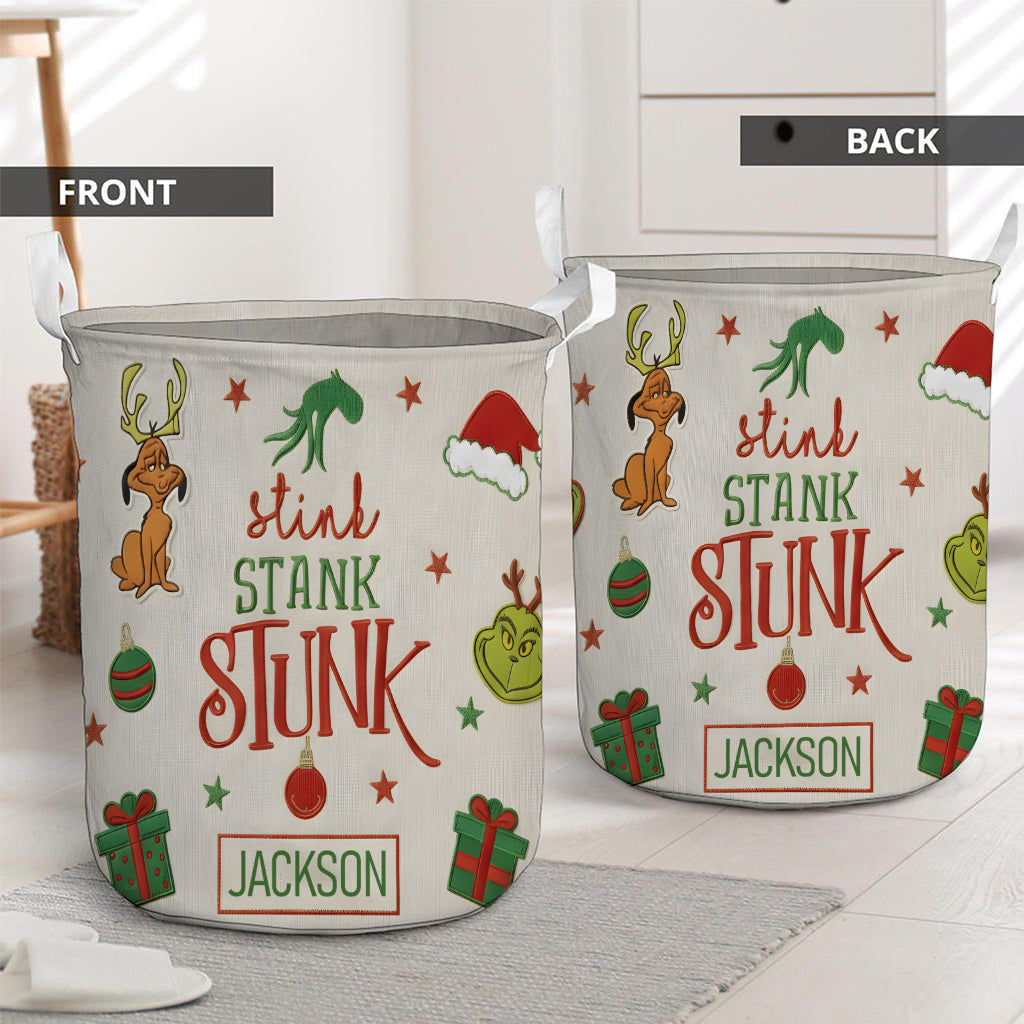 Stink Stank Stunk - Personalized Stole Christmas Storage Basket