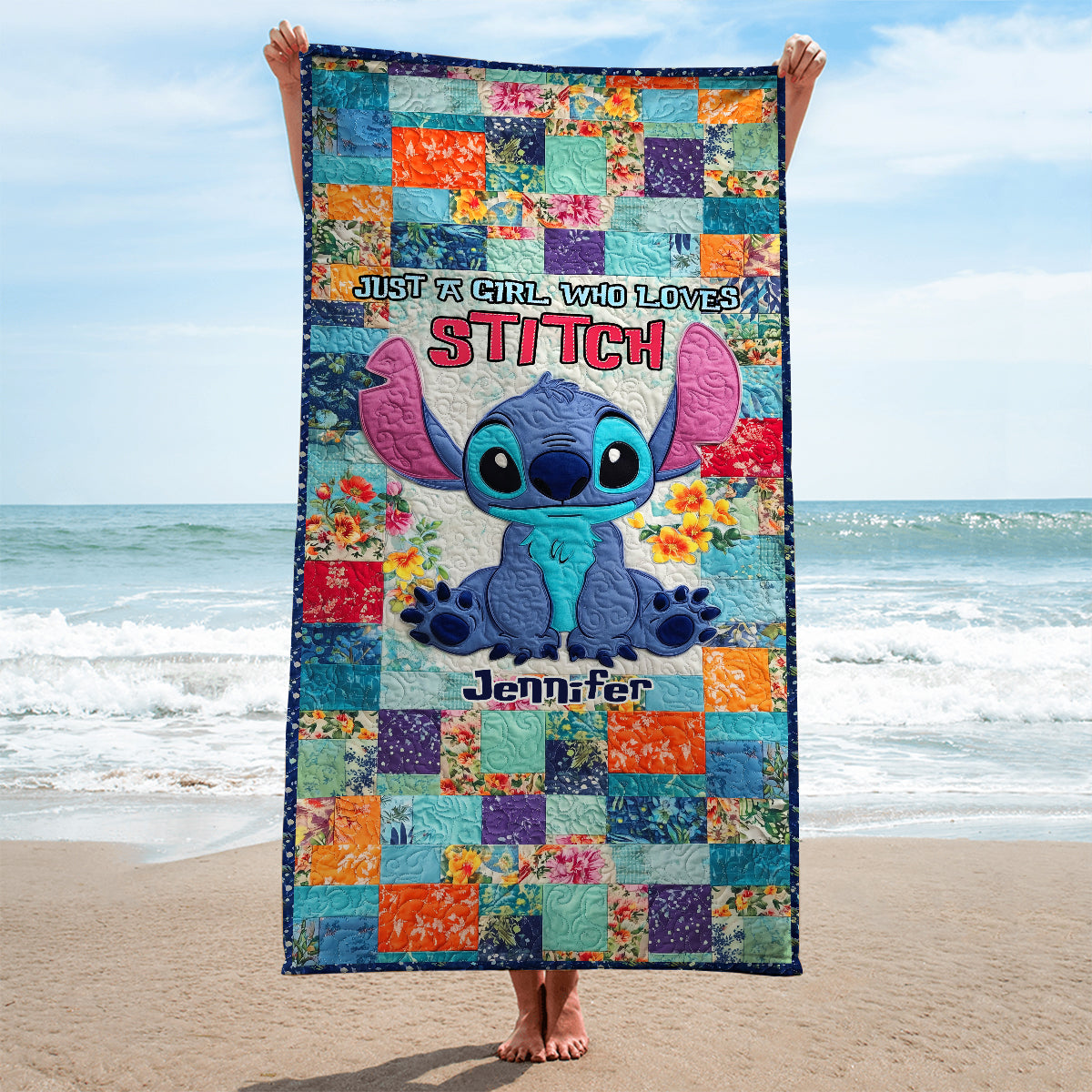 Just A Girl Who Loves Stitchs - Personalized Ohana Quick-dry Beach Towel/ Bath Towel