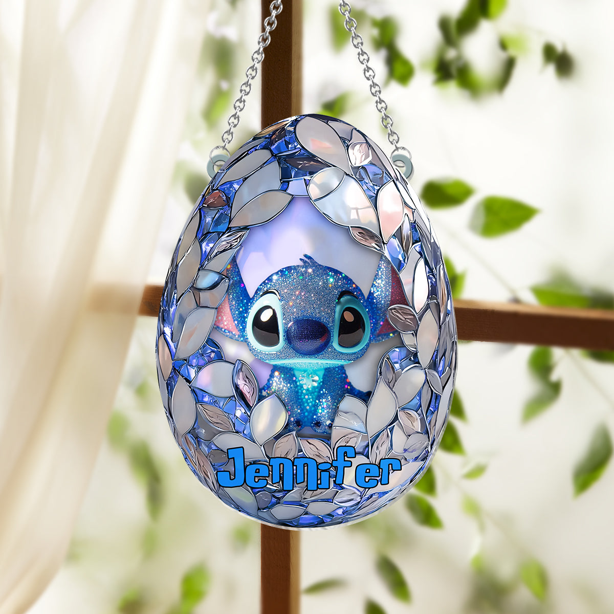 Stitchy Eggster - Personalized Ohana Window Hanging Suncatcher Ornament