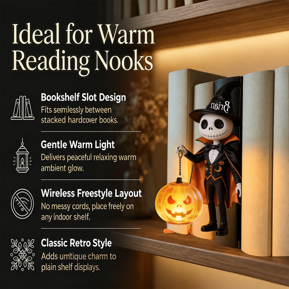 Spooky Night - Personalized Nightmare Bookshelf Lamp
