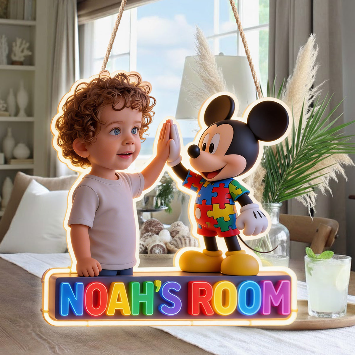Custom Any Photo - Personalized Autism Awareness LED Light Acrylic Sign