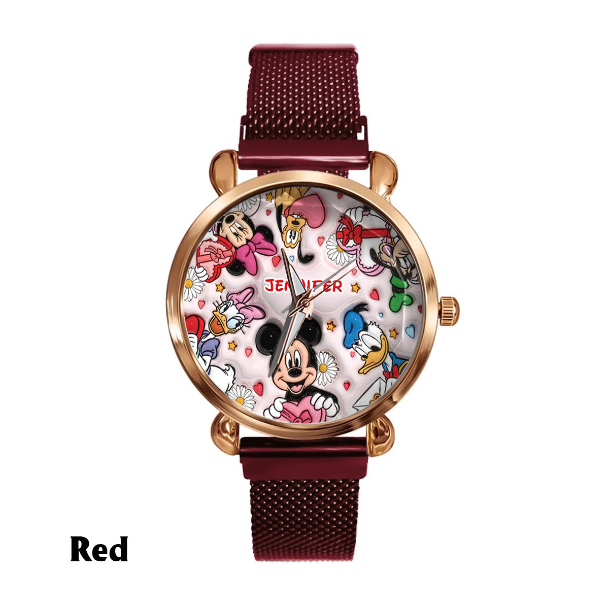 Fun-Loving Mouse, Duck, and Dog Character Design - Personalized Mouse Women Hand Watch