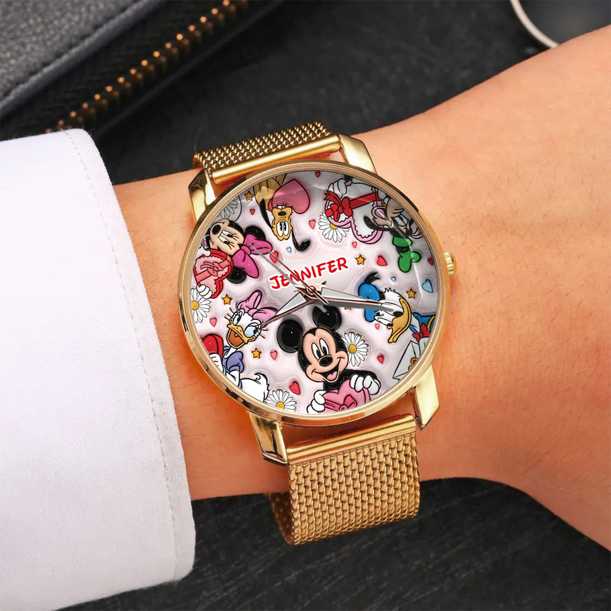 Fun-Loving Mouse, Duck, and Dog Character Design - Personalized Mouse Women Hand Watch