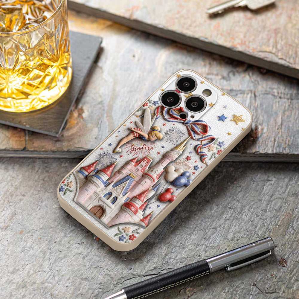 USA 250th Anniversary - Personalized Dream Trip 3D Embossed Leather Phone Case