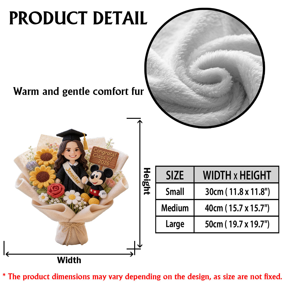 Magical Graduation Bouquet Of Dream - Personalized Graduation Premium Faux Fur Pillow