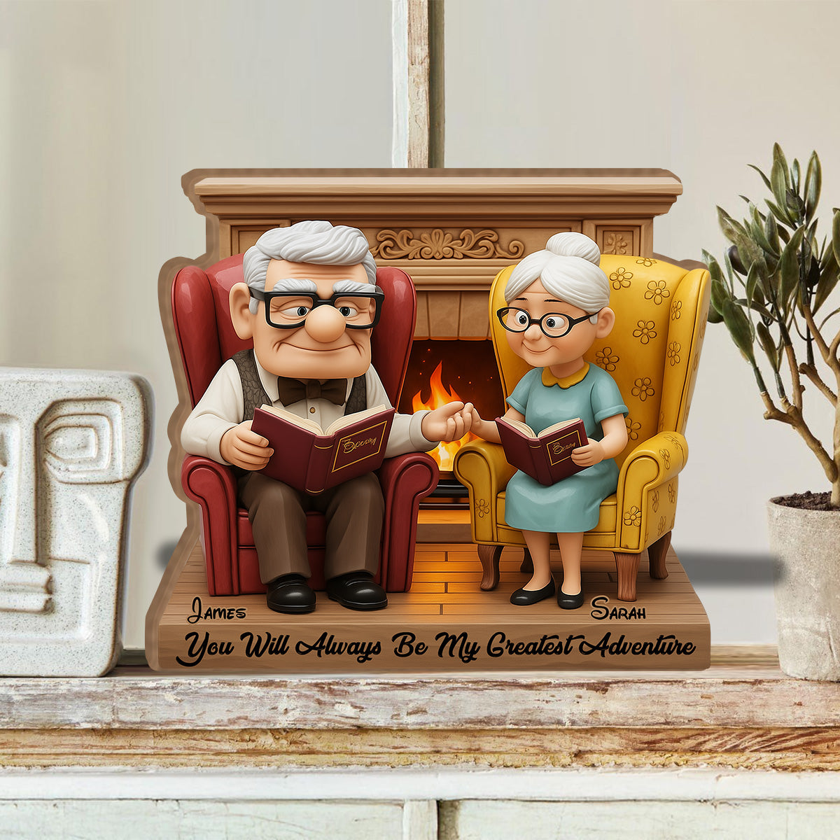 My Greatest Adventure - Personalized Couple Custom Shaped Wood Plaque