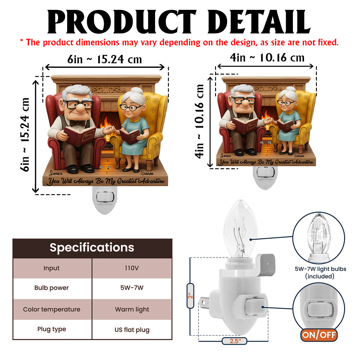My Greatest Adventure - Personalized Couple Acrylic Plug-In Night Light
