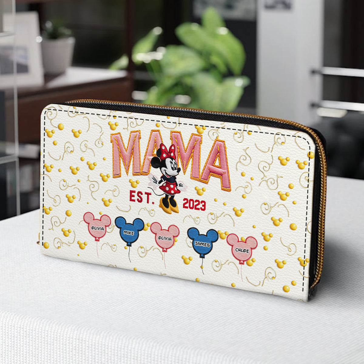 Magic Mom - Personalized Mouse Leather Long Wallet