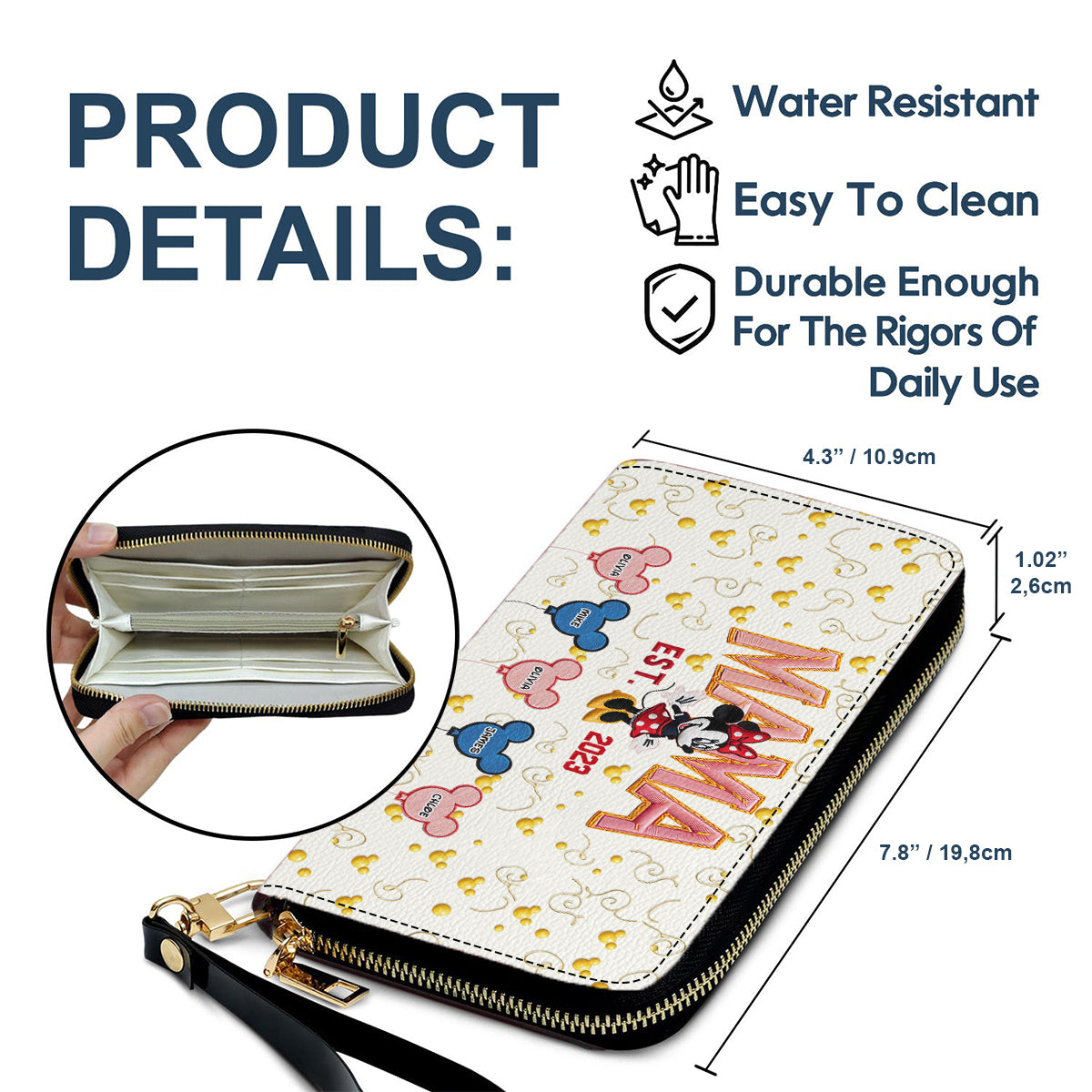 Magic Mom - Personalized Mouse Leather Long Wallet