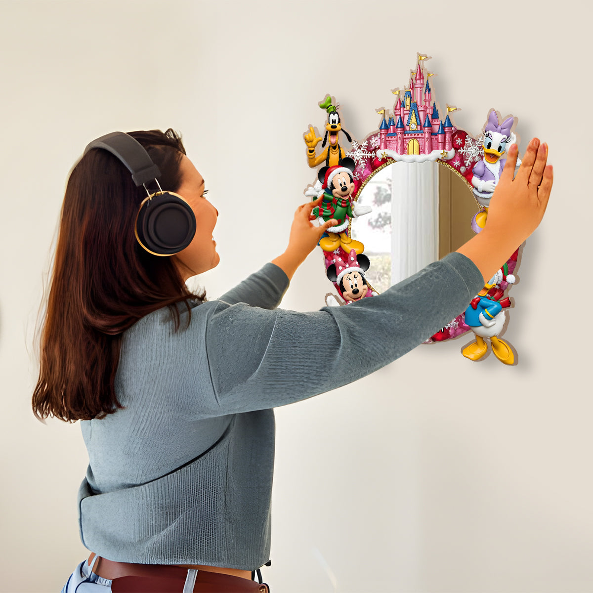 Very Merry Christmas - Personalized Mouse Wall Mirror With LED Light
