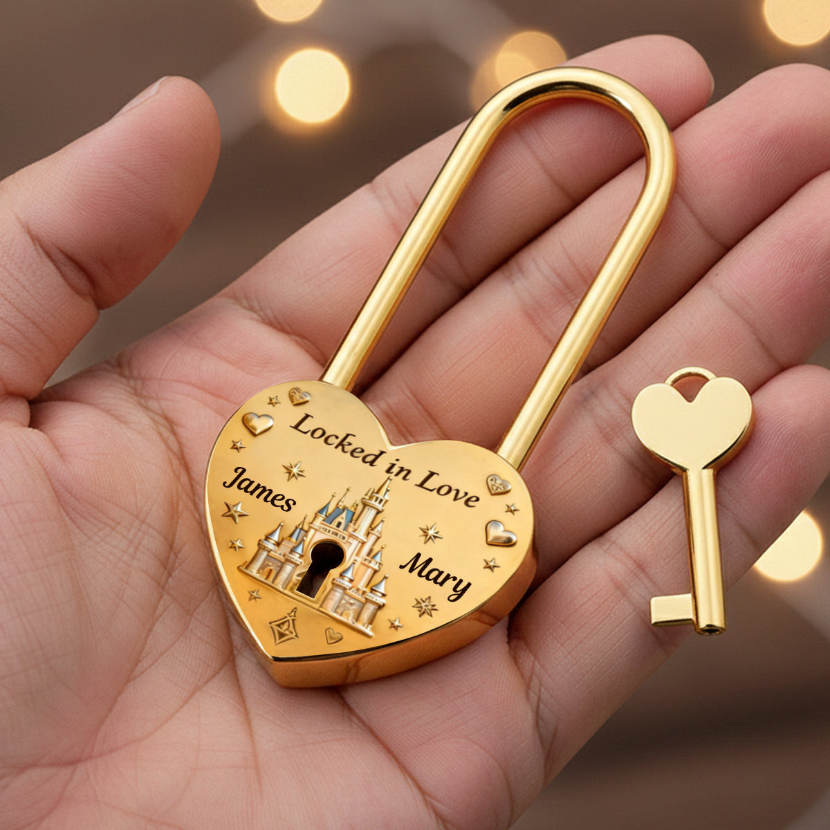 Locked In Magical Love - Personalized Mouse Heart Padlock