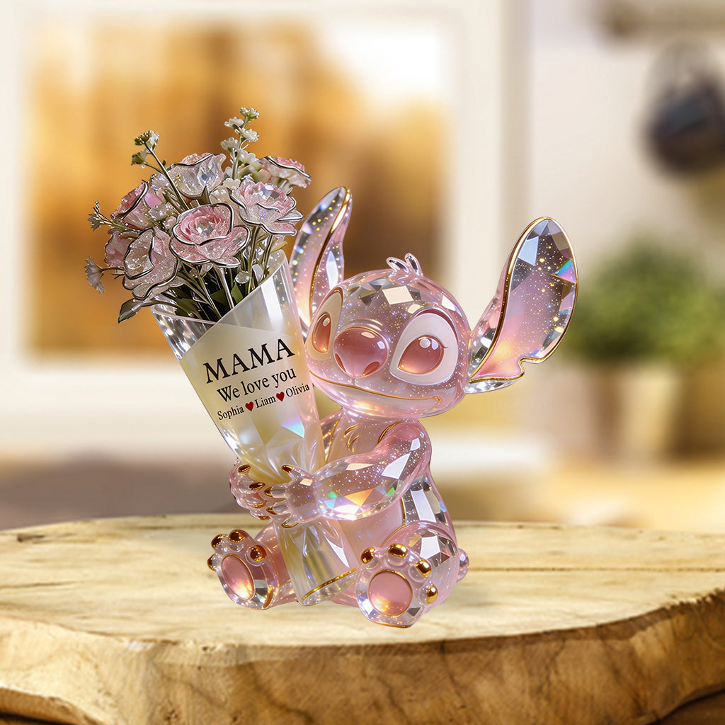 Cute Alien Mom - Personalized Ohana Custom Shaped Acrylic Plaque