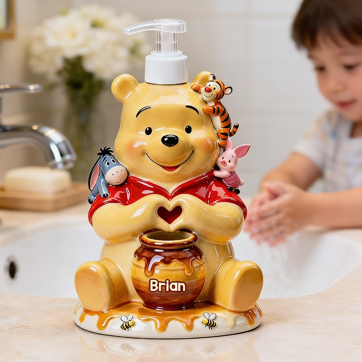 Honey Bear - Personalized Yellow Bear Soap Dispenser