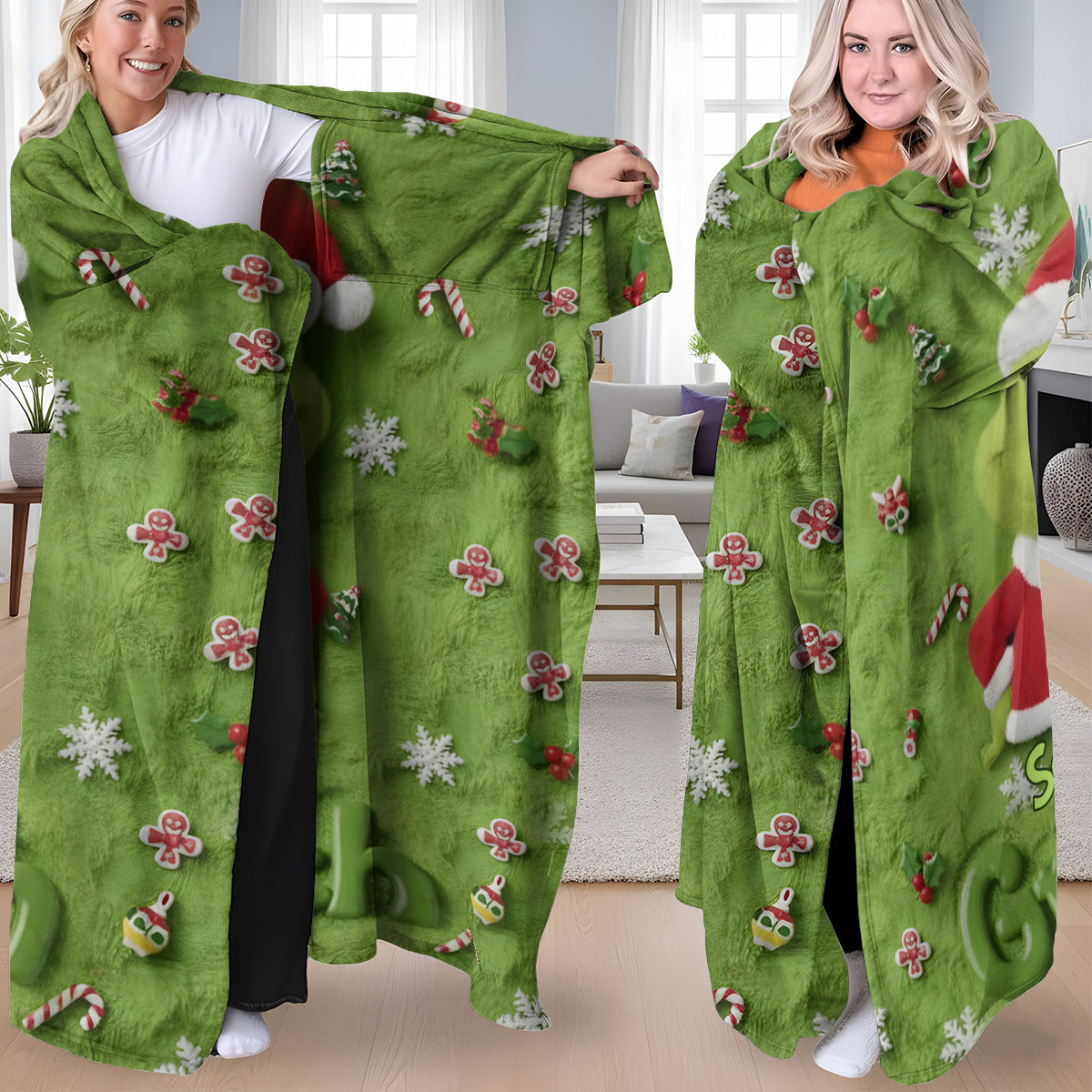Merry Grinchmas - Personalized Stole Christmas Wearable Blanket
