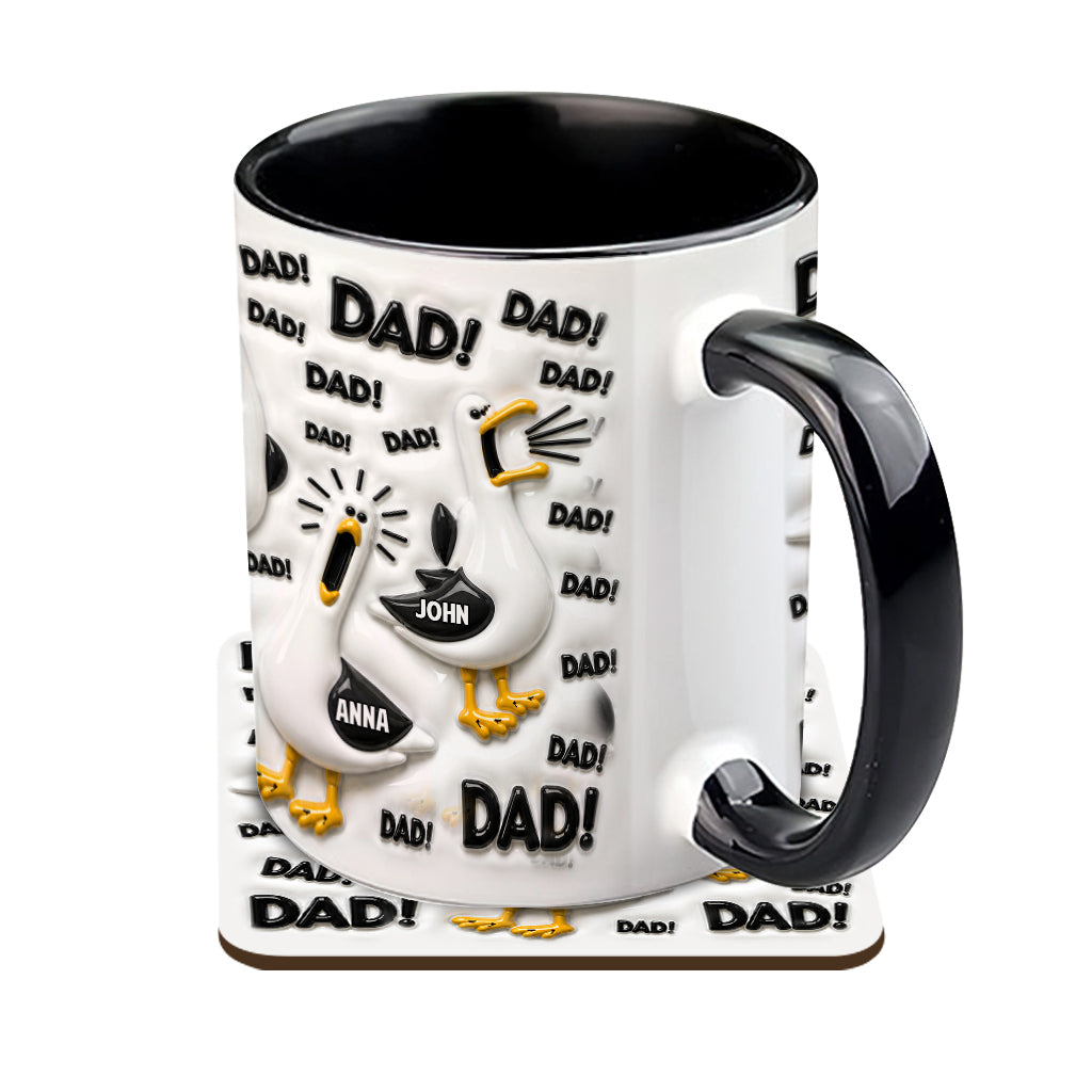 Funny Seagull Gift For Dad - Personalized Father Accent Mug & Coaster