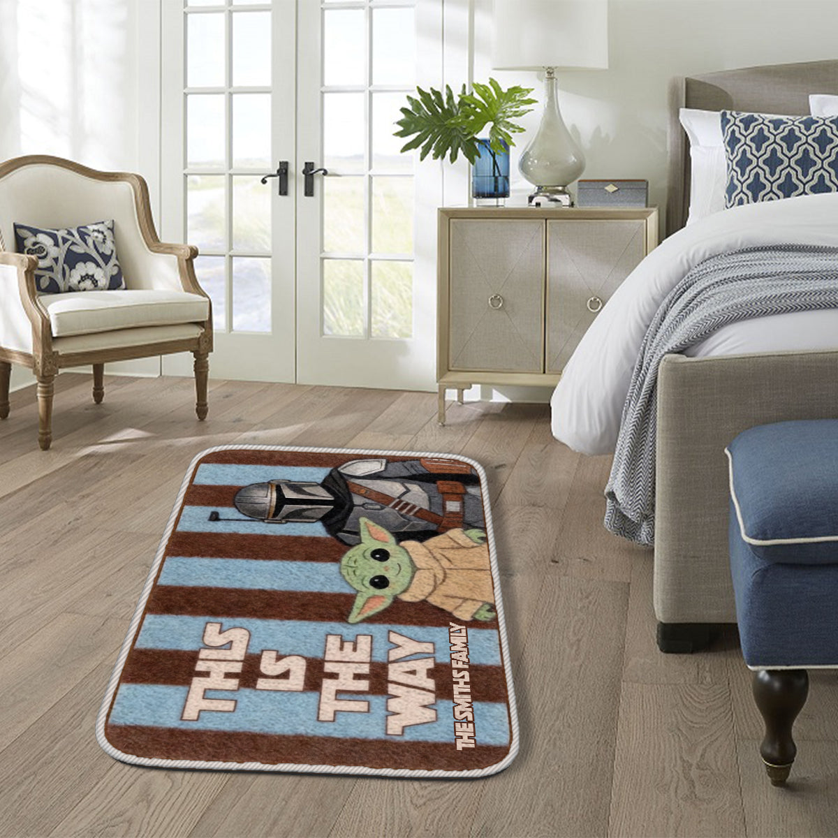 This Is The Way Retro Stripes - Personalized The Force Non-Slip Tufted Rug