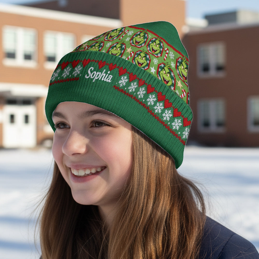 Merry Grinchmass - Personalized Stole Christmas Beanie Hat