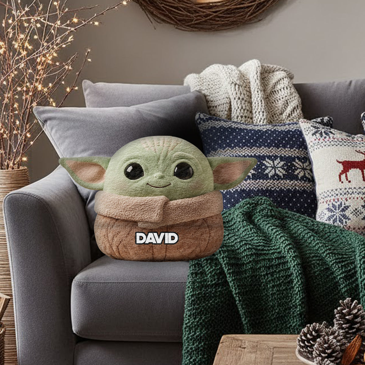 Joy Is The Way - Personalized The Force Faux Fur Shaped Pillow
