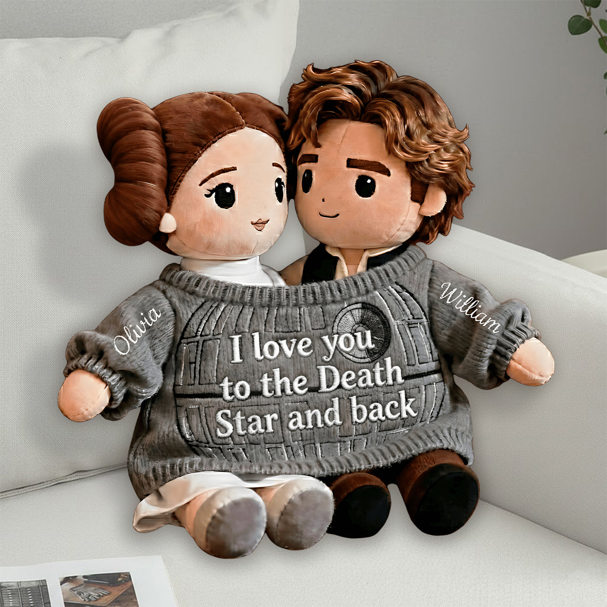 Galaxy Love - Personalized The Force Faux Fur Shaped Pillow