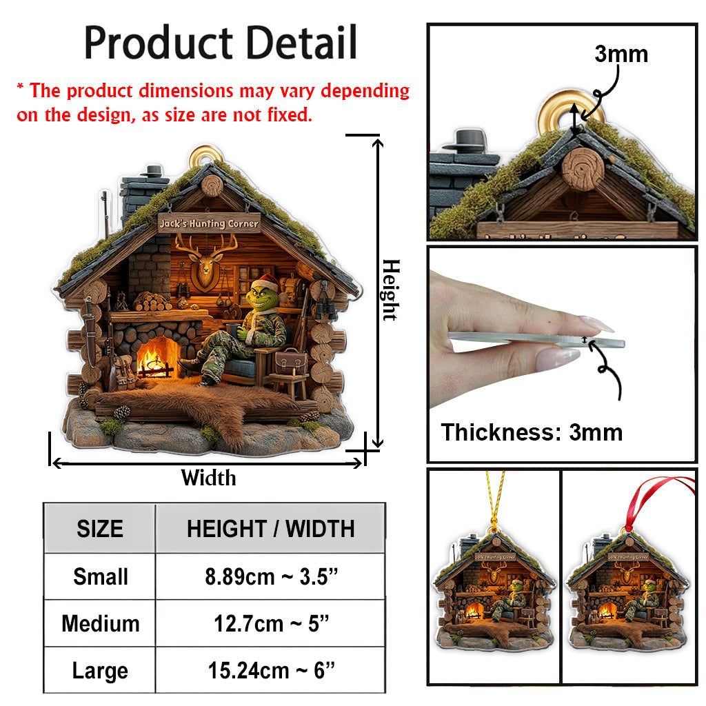 Grumpy Hunter's Cabin - Personalized Hunting Ornament