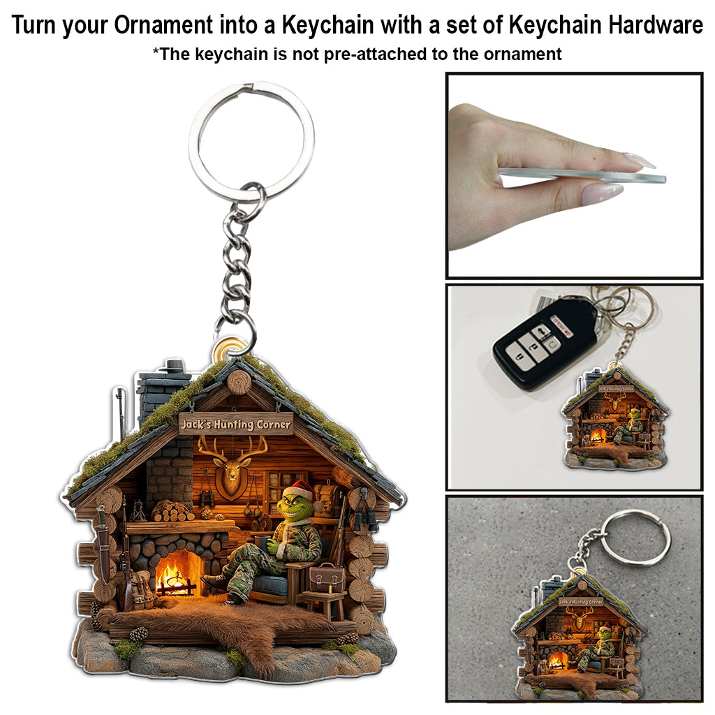 Grumpy Hunter's Cabin - Personalized Hunting Ornament