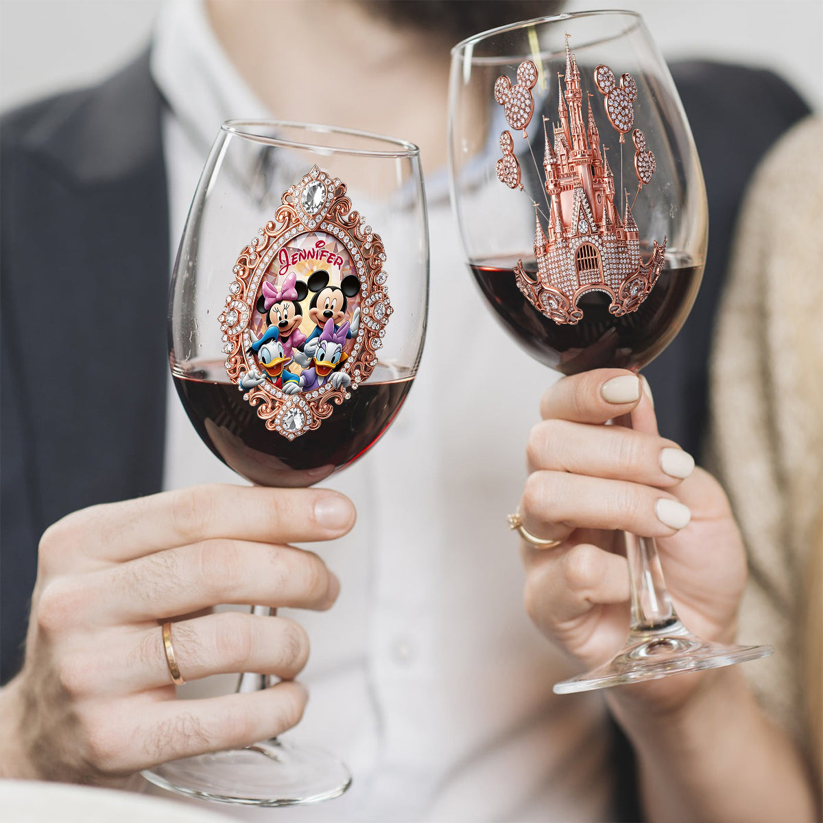 Magical World - Personalized Mouse Wine Glass With Long Stem
