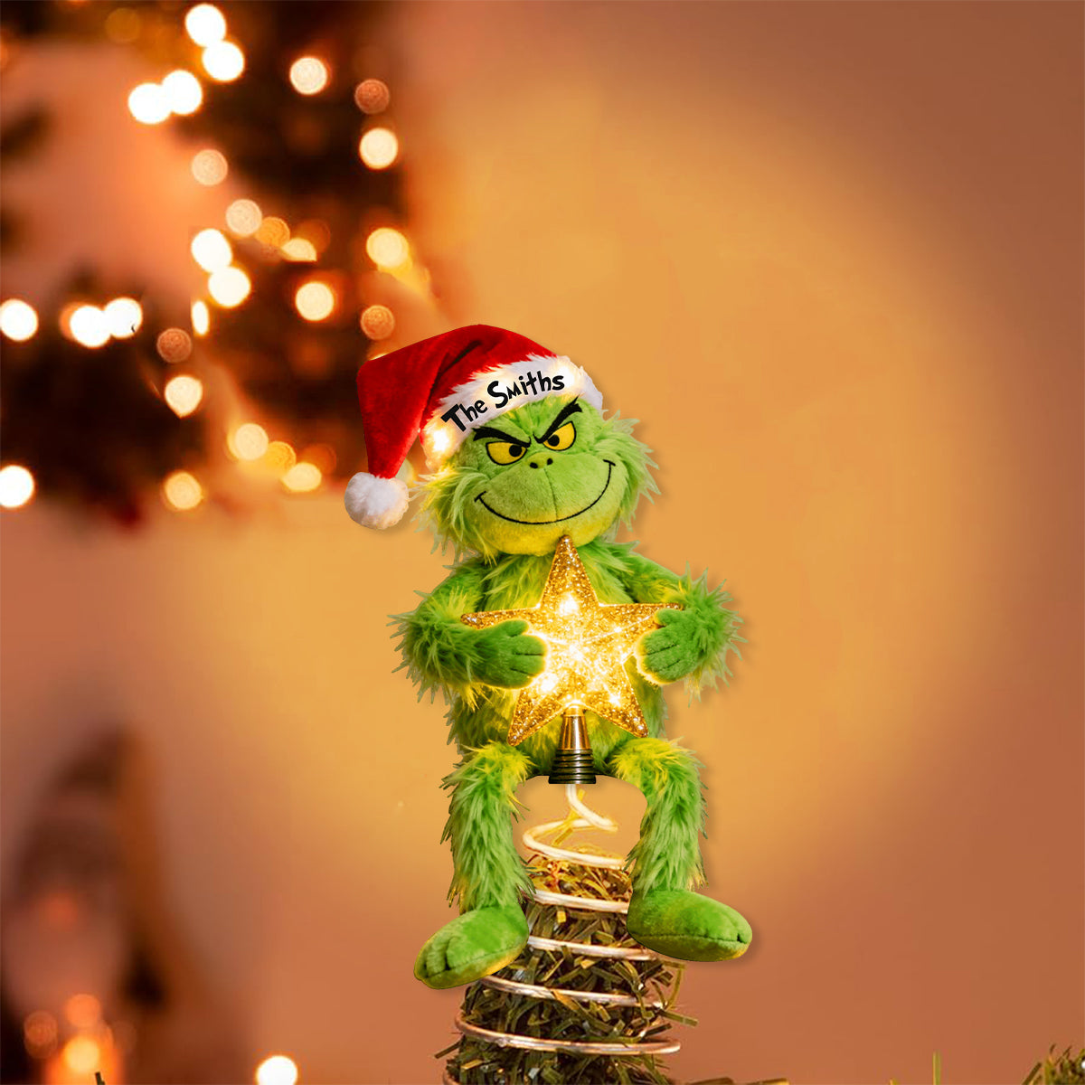 Merry Grinchmas - Personalized Stole Christmas LED Light Tree Topper