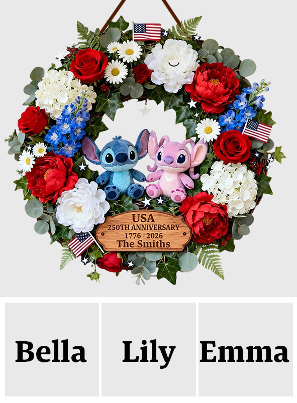 Blue Ohana Patrotic - Personalized Ohana Custom Shaped Wood Sign