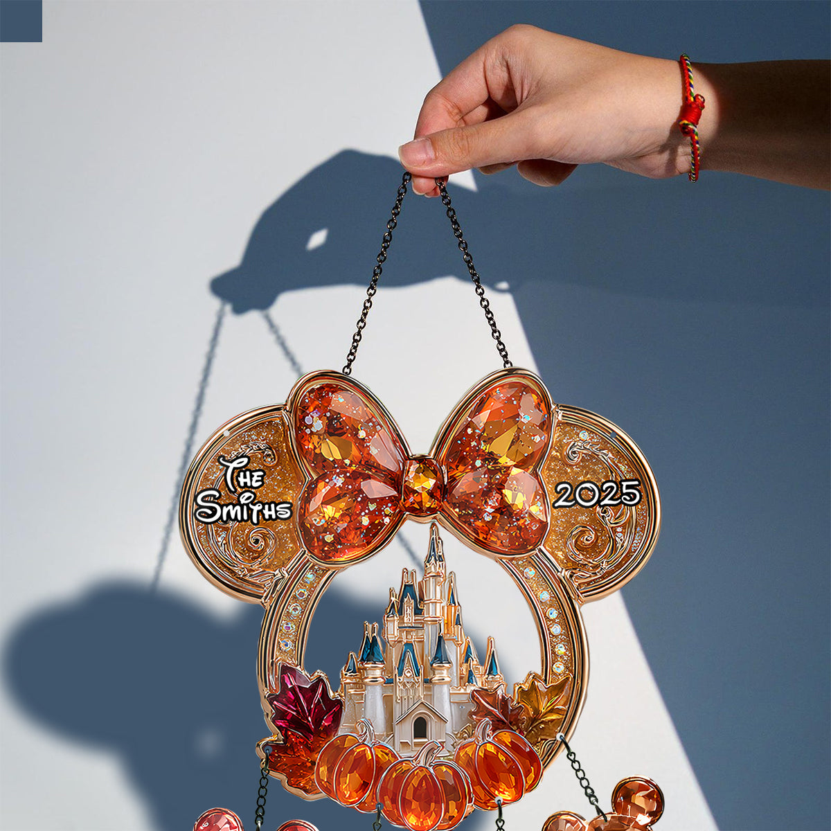 Magical Family - Personalized Mouse Window Hanging Suncatcher With Custom Charms