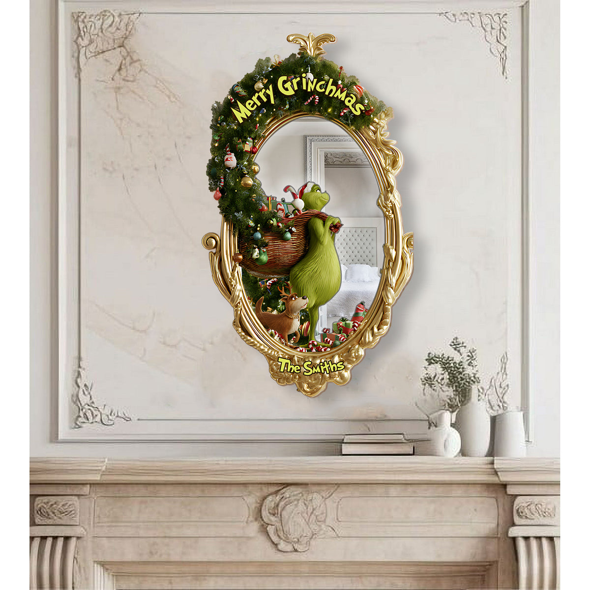 Merry Christmas - Personalized Stole Christmas Wall Hanging Mirror