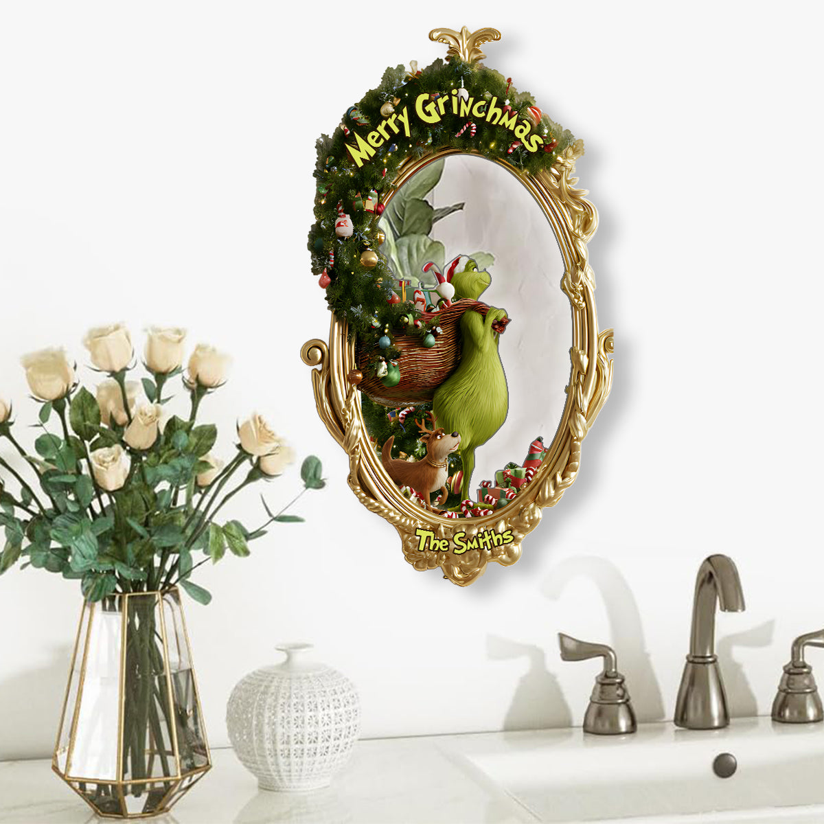 Merry Christmas - Personalized Stole Christmas Wall Hanging Mirror