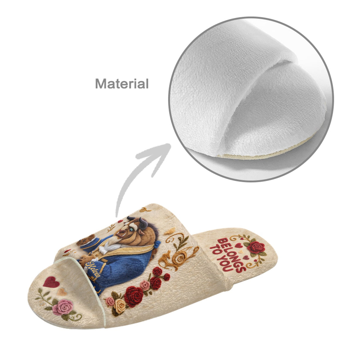 My Heart Belongs To You - Personalized Beauty And The Beast Open-Toe Slippers