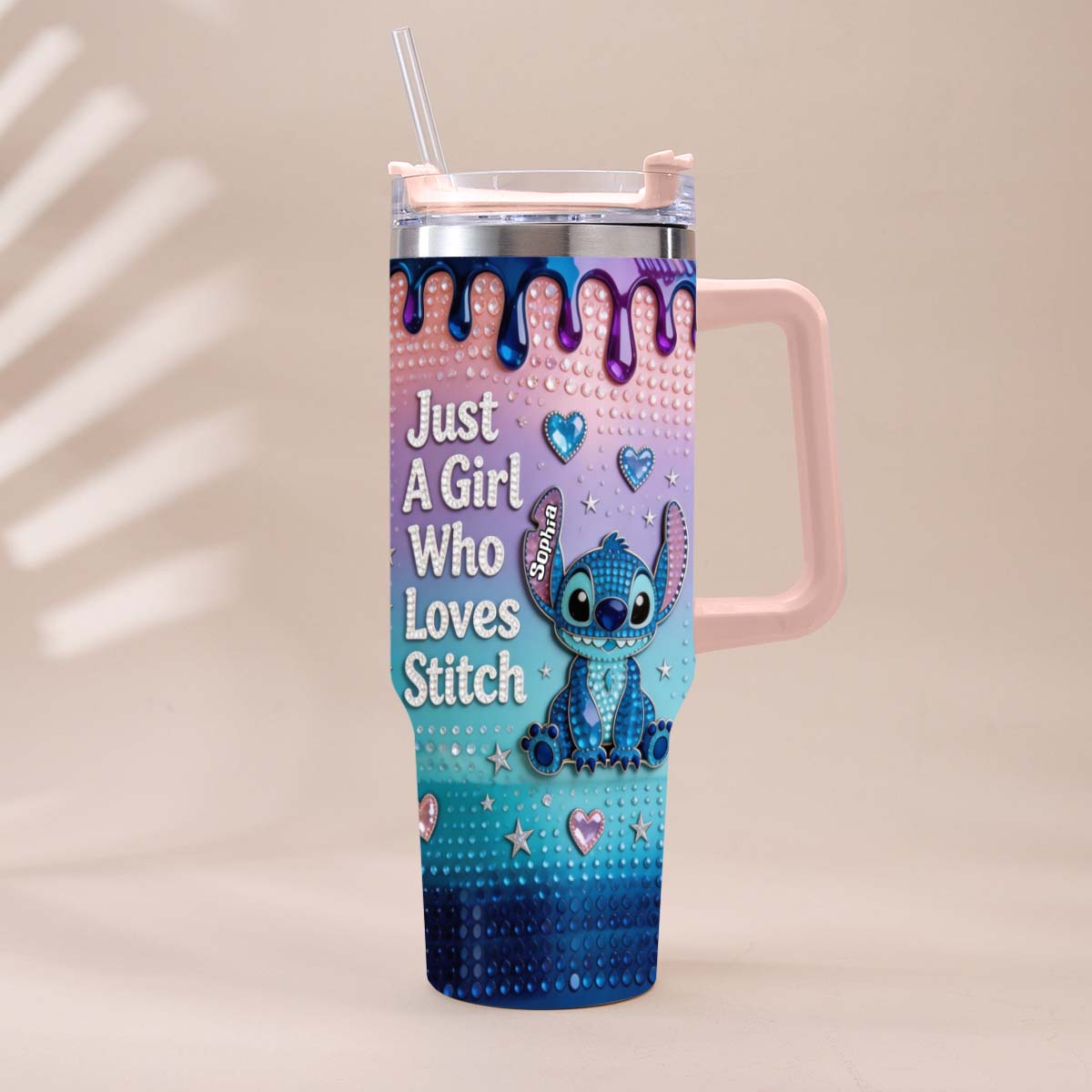 Just A Girl Who Loves Blue Monster - Personalized Ohana Tumbler With Handle