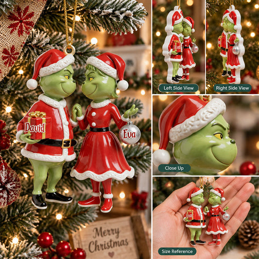 Couple Gift Merry Grinchmas - Personalized Stole Christmas Premium 3D Ornament