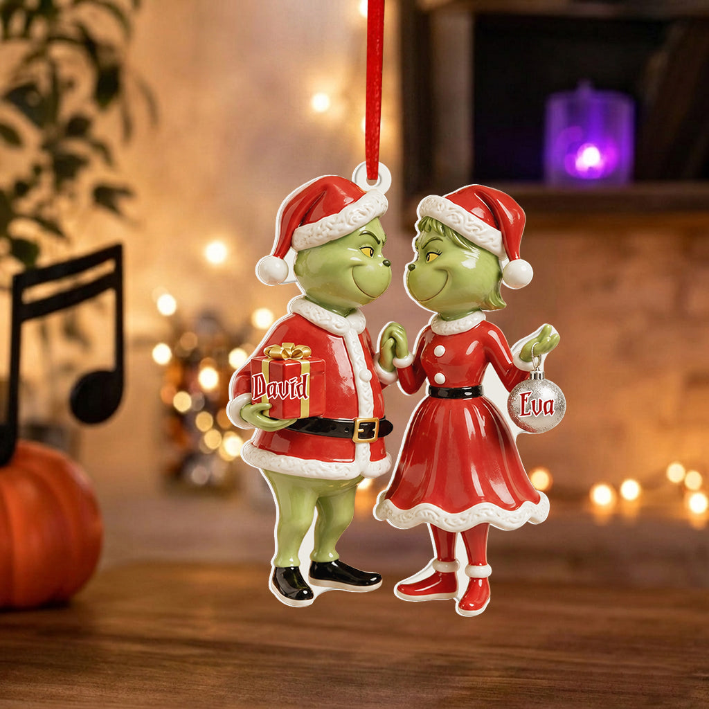 Couple Gift Merry Grinchmas - Personalized Stole Christmas Premium 3D Ornament