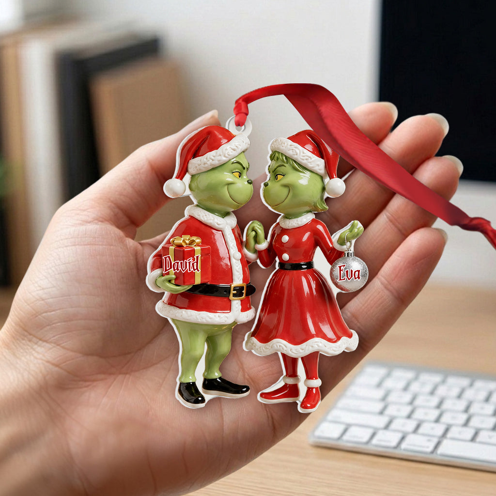 Couple Gift Merry Grinchmas - Personalized Stole Christmas Premium 3D Ornament