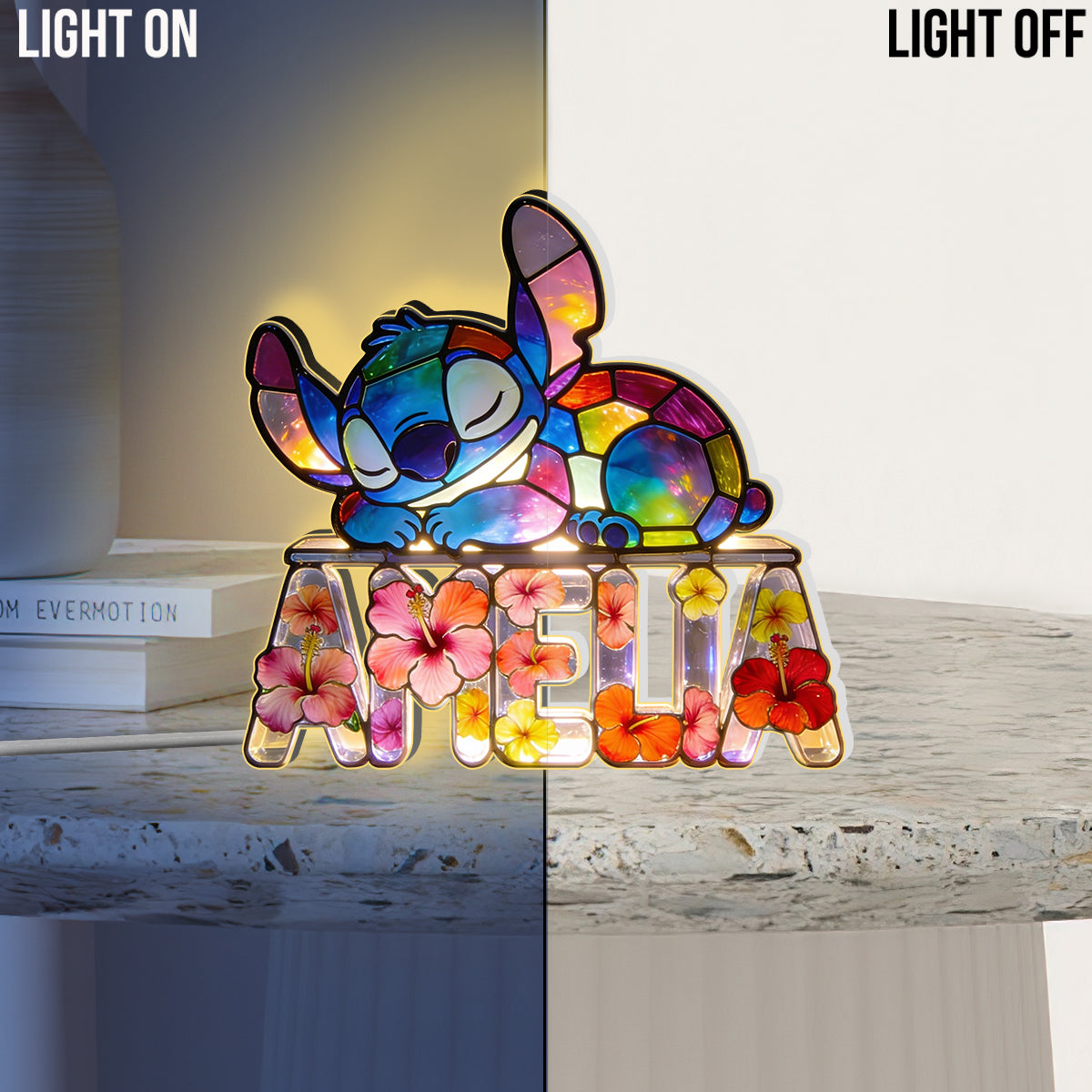 Sleeping Ohana Monster - Personalized Ohana Acrylic LED Night Light