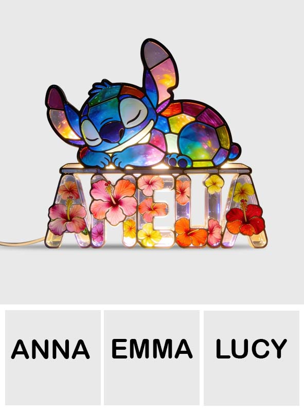 Sleeping Ohana Monster - Personalized Ohana Acrylic LED Night Light
