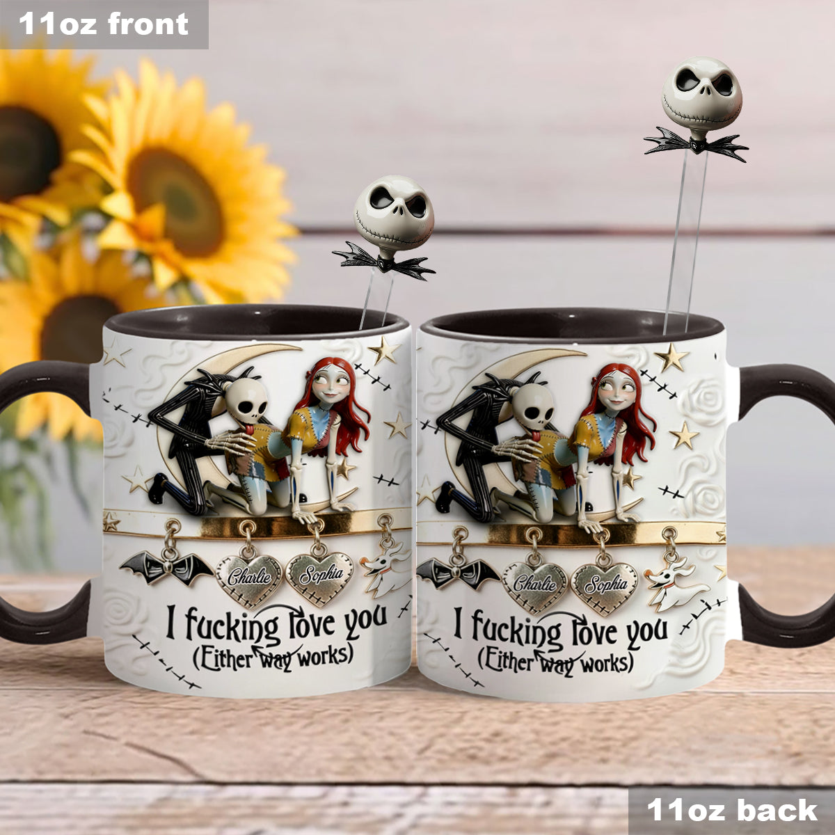 I Love You - Personalized Nightmare Set Accent Mug with Acrylic Stirrers