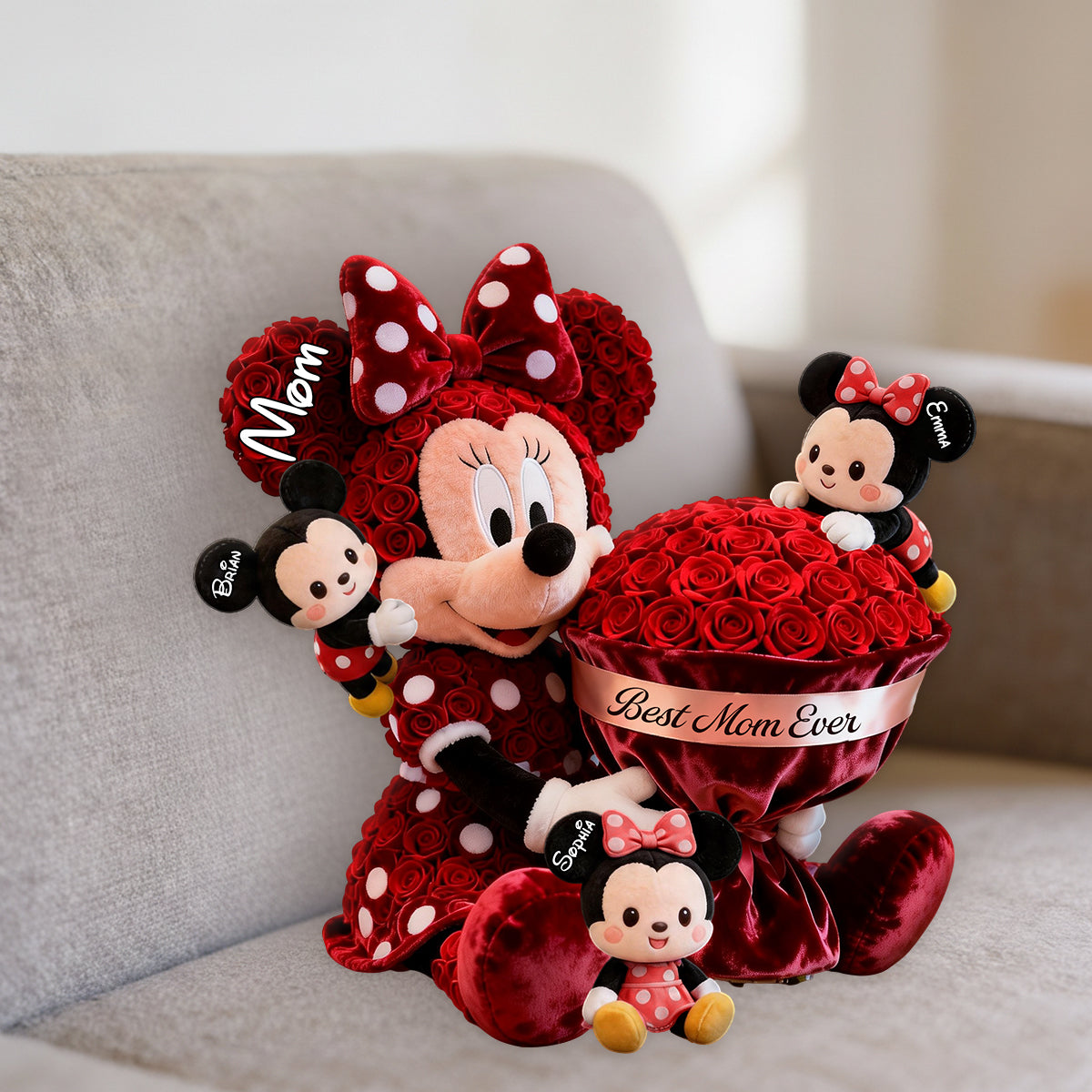 Cute Cartoon Mom - Personalized Mouse Premium Faux Fur Pillow