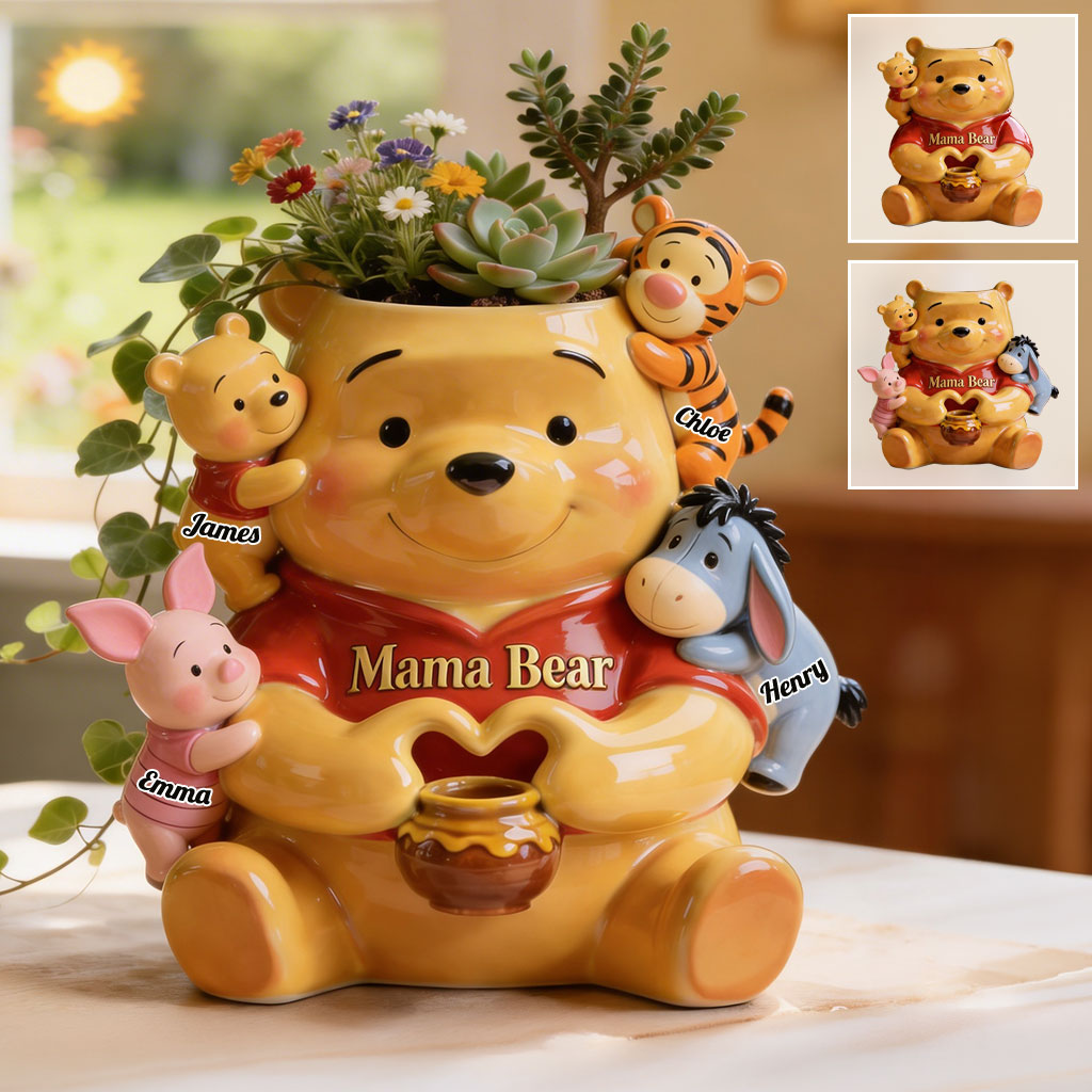 Mama Bear - Personalized Yellow Bear Acrylic Pot